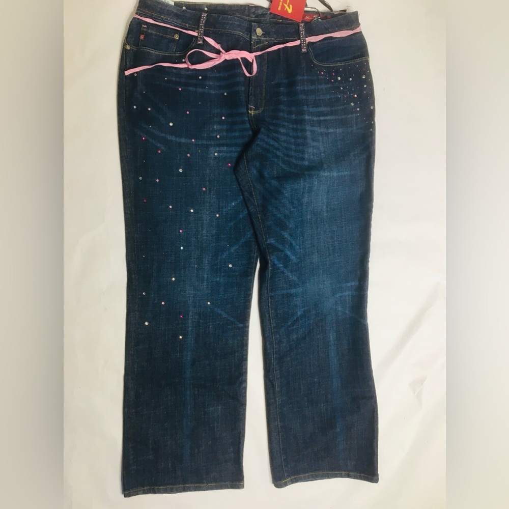 BNWT Seven7 Jeans Swarovski Limited Edition Pink&Crystal Rhinestone Denim Sz 20w